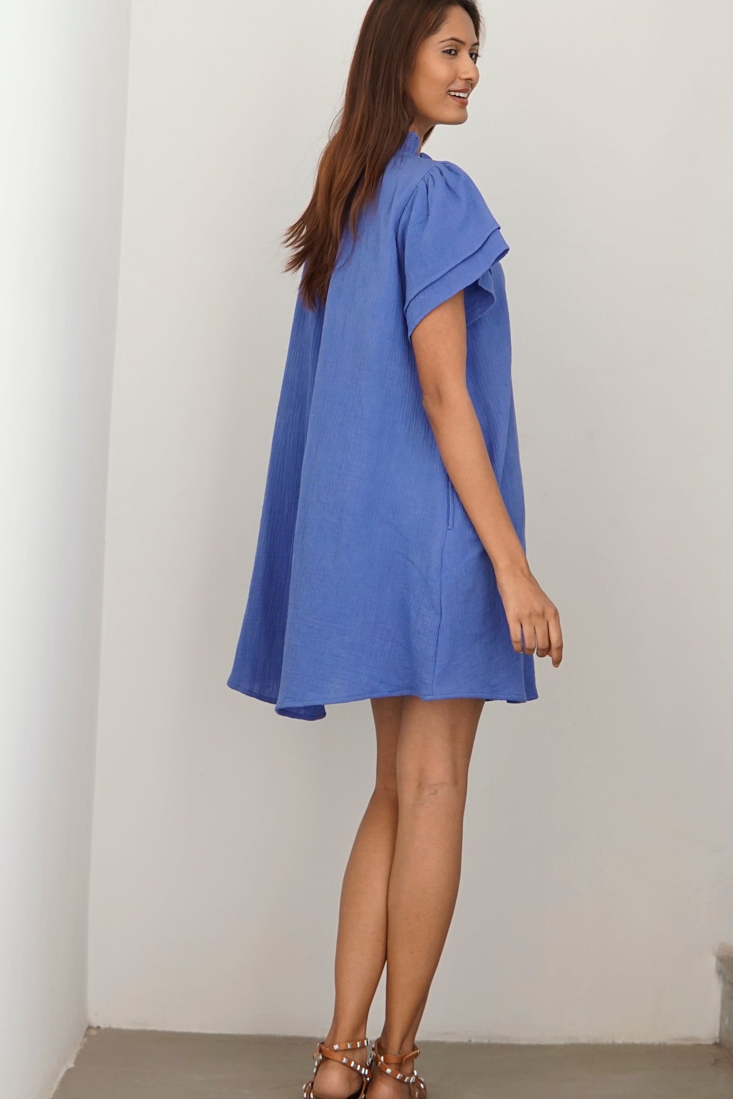 Kaftan beach dress, double gauze beach kaftan with pockets