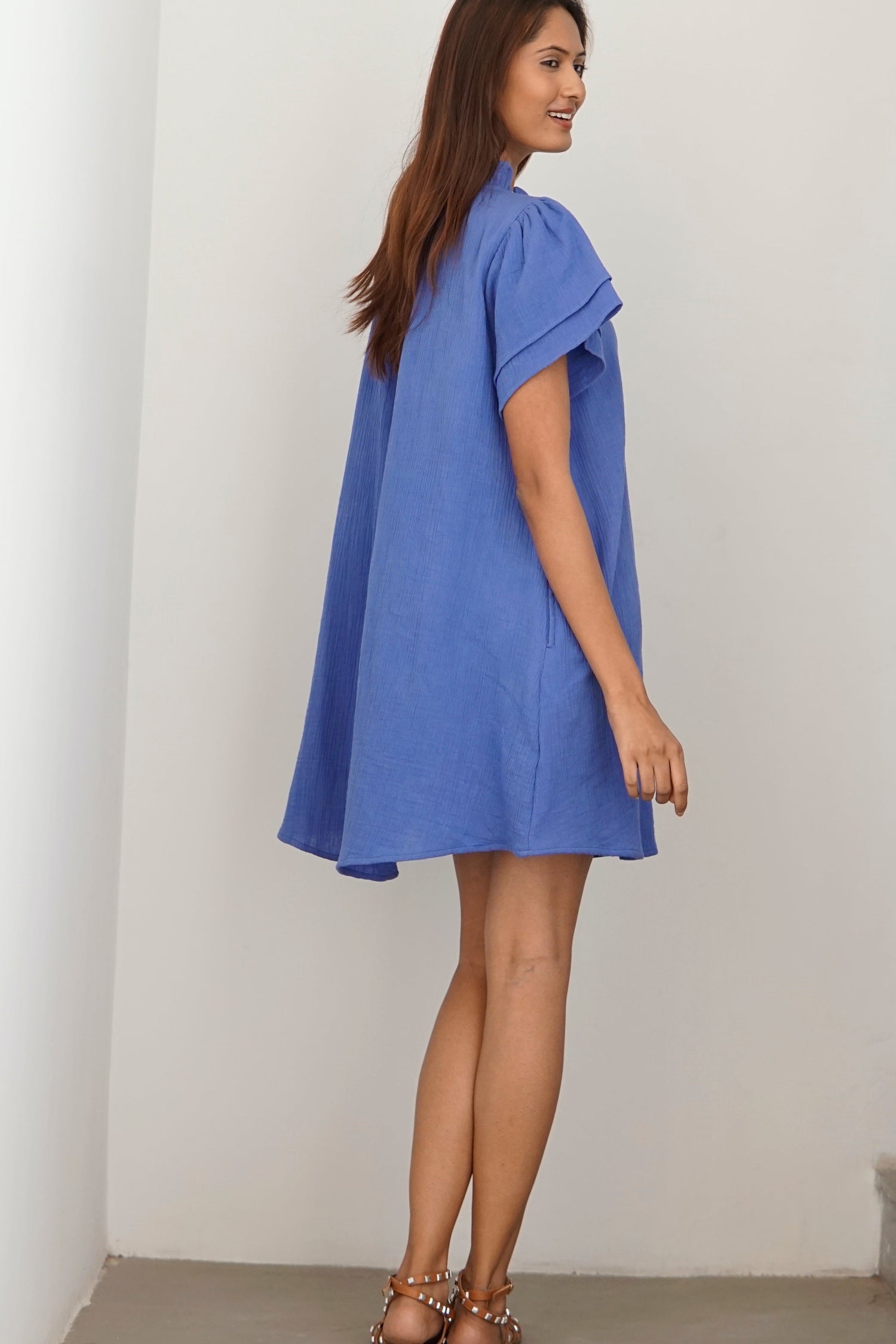 Kaftan beach dress, double gauze beach kaftan with pockets