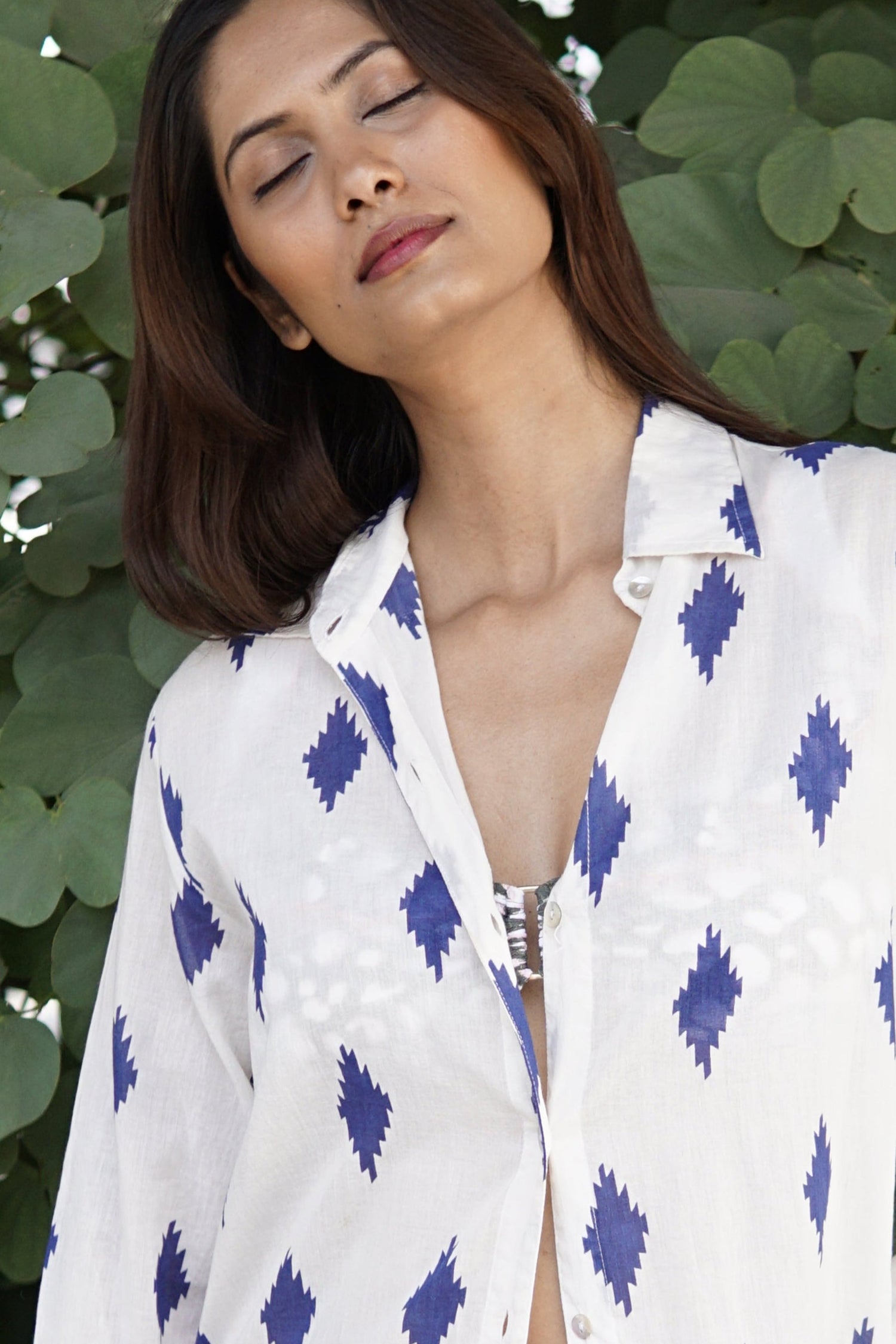 Kimono, white cotton beach coverup, beach kimono, blue and white full length cotton kaftan,