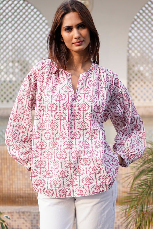 Blouse, puff sleeved cotton summer blouse, boho blouse, floral blouse for women Zara