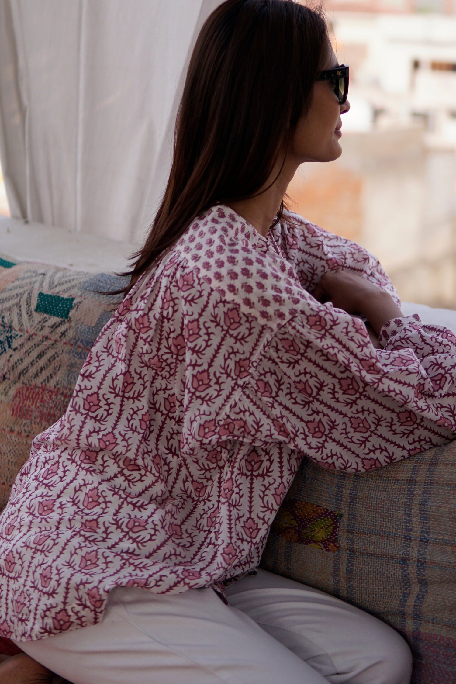 Blouse, puff sleeved cotton summer blouse, boho blouse, floral blouse for women Zara
