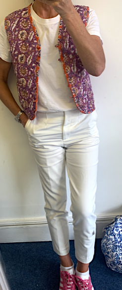 Quilted waistcoat, block print cotton, reversible padded waistcoat, handmade short waistcoat