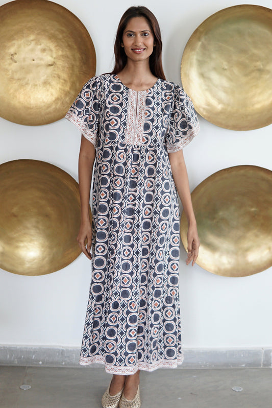 Summer maxi dress with pockets. Cotton summer maxi Rabat