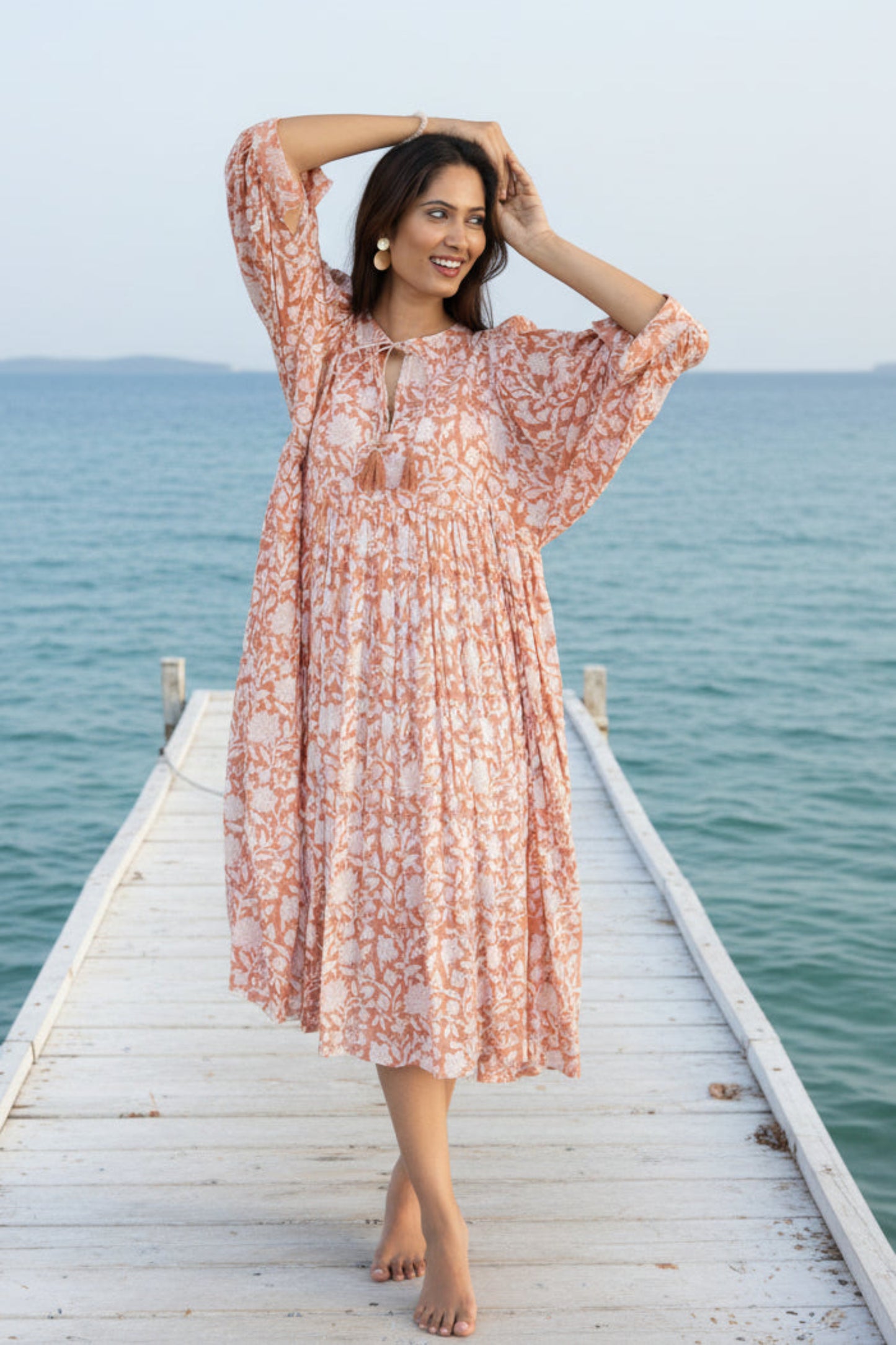 Floaty, floral summer midi dress with pockets, cotton beach dress. Cotton midi dress Floaty, floral summer midi dress with pockets, cotton beach dress. Cotton midi dress
