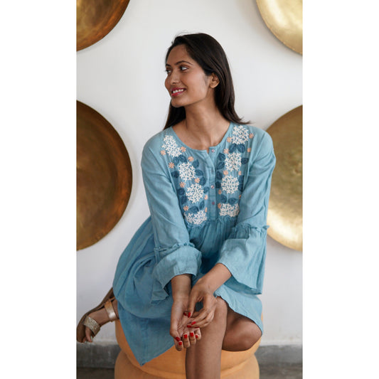 Linen summer dress, Hand embroidered beach dress, linen kaftan