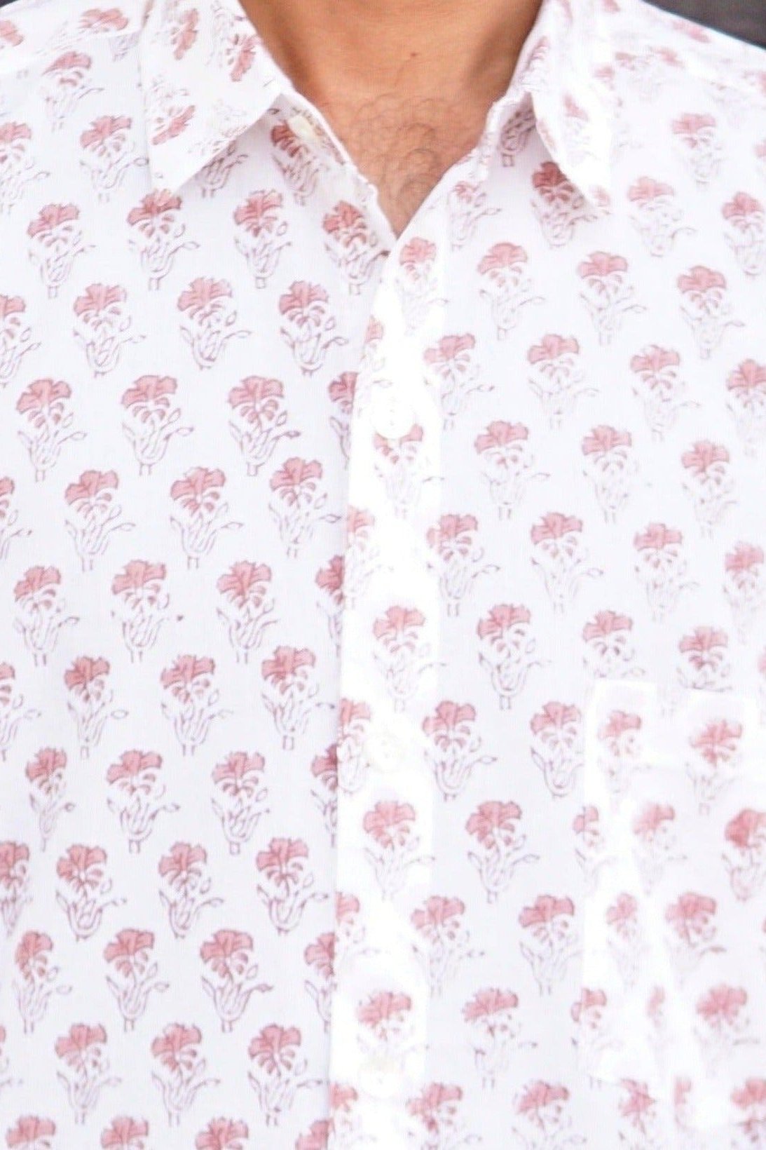 Mens' block printed cotton beach shirt Max