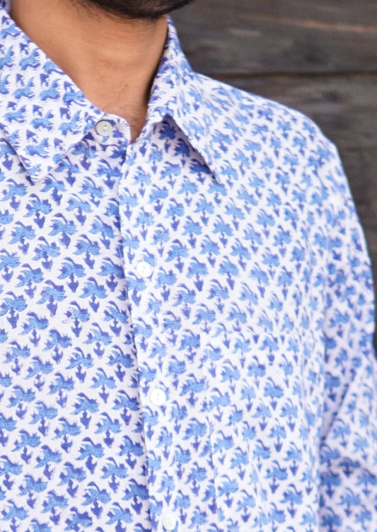 Men's handmade, block print, cotton, summer shirt Nicos