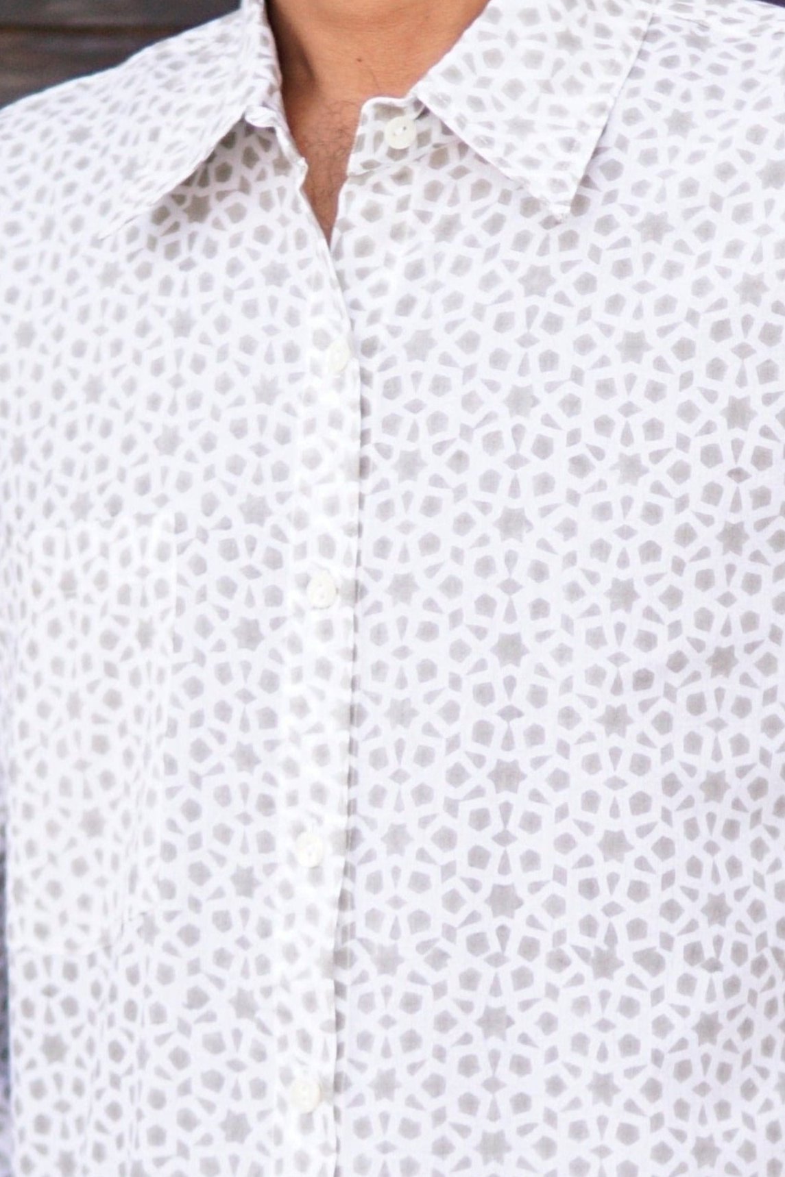 Men's cotton bock print shirt. Men's cotton beach shirt. Summer shirt for men.