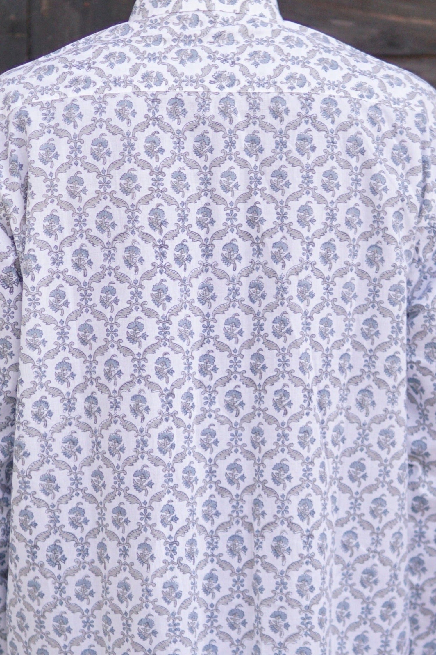 Men's cotton block print shirt Pierre. Mens summer holiday shirt. Printed summer shirt