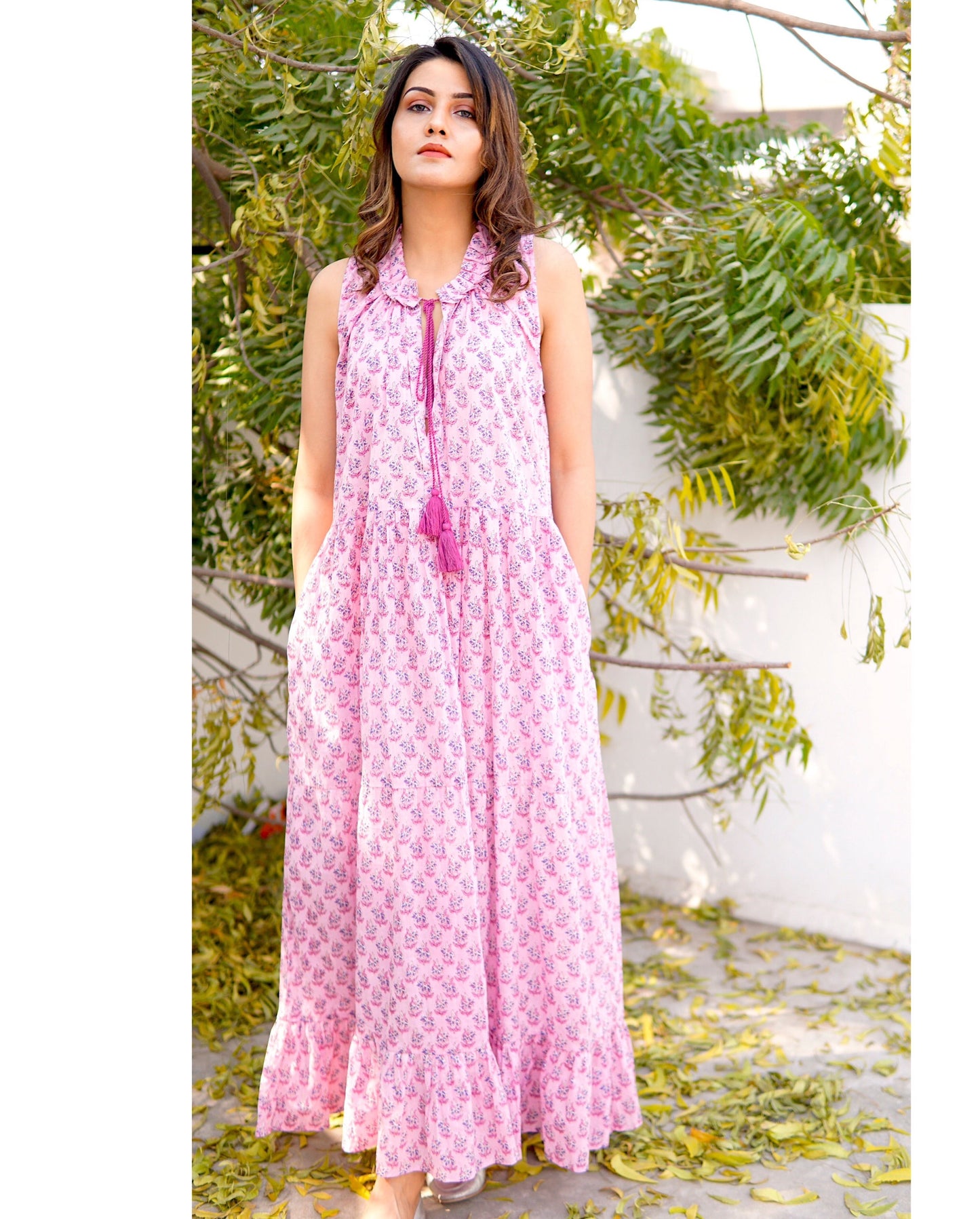 pink maxi summer dress