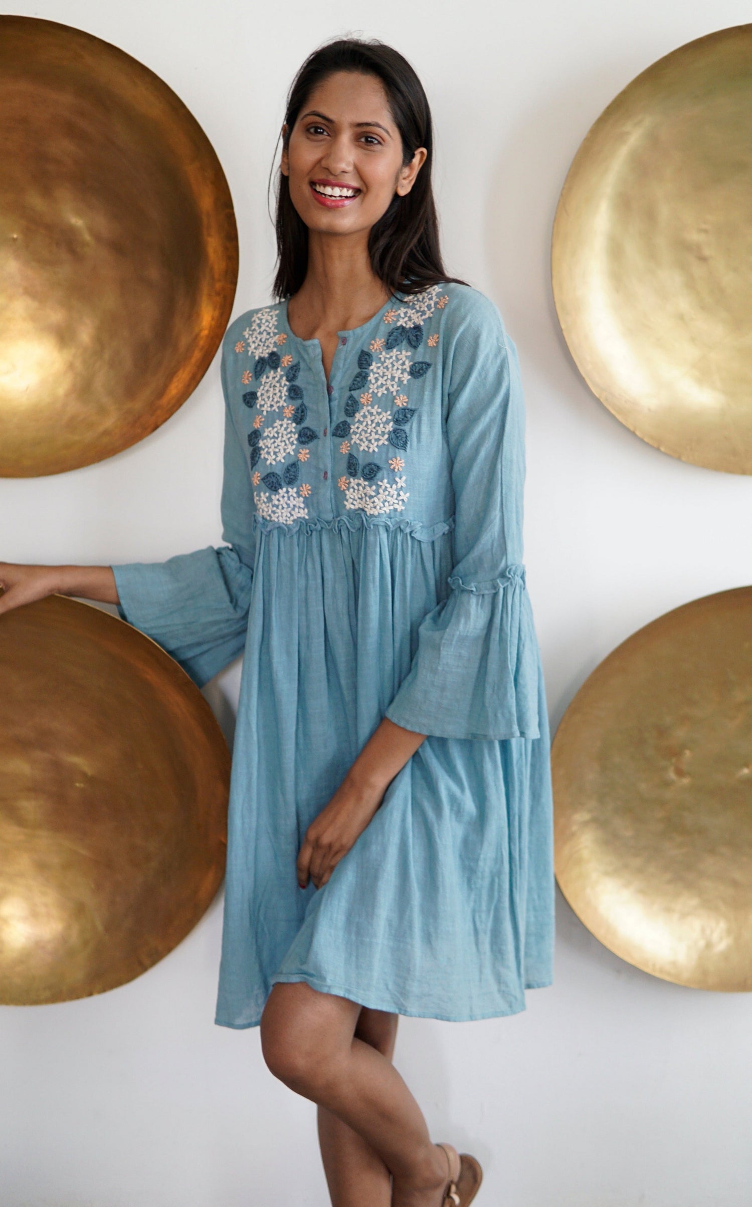 Linen summer dress, Hand embroidered beach dress, linen kaftan